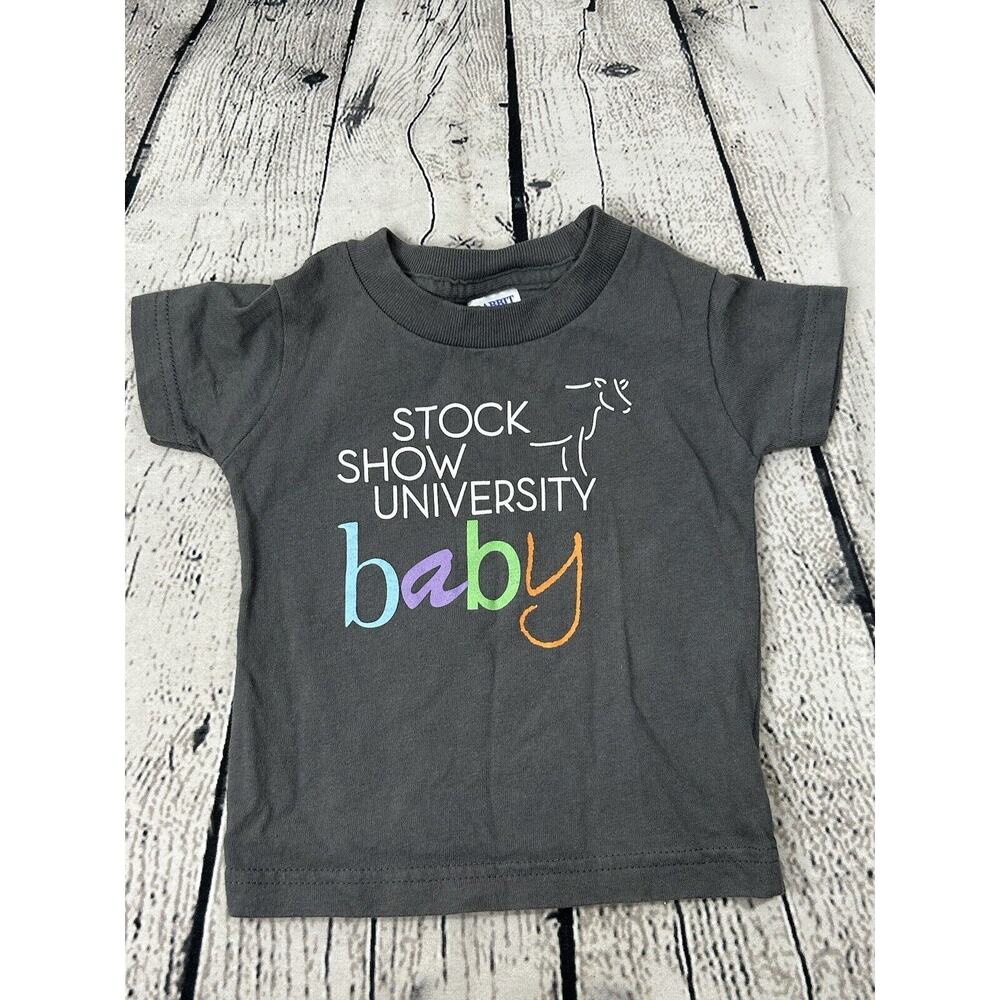 Rabbit Skins Stock Show University Baby T-shirt 12 Months Gray Western